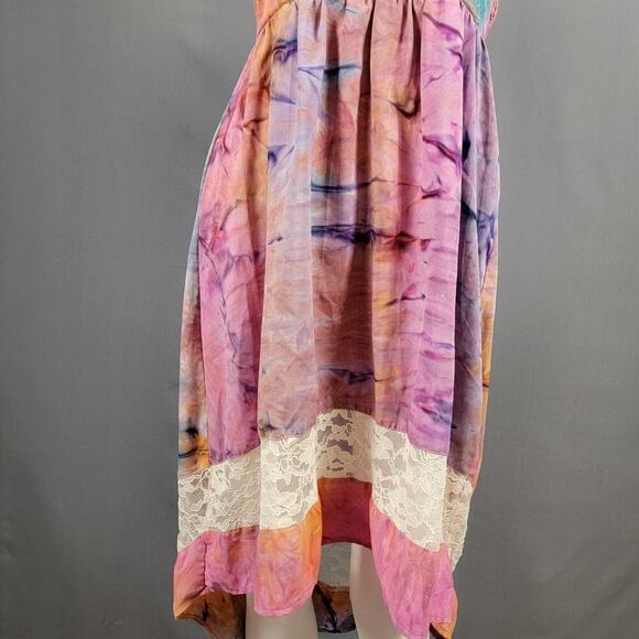 Band of Gypsies Dress XS Tie Dye Lace Trim Boho Festival Look - Picture 4 of 8